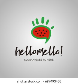 hello watermelon say hay logo vector template