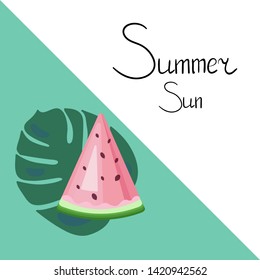 Hello watermelon summer fresh. Vector illustration.