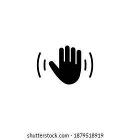 Hello Weave Hand, Waving Palm, Hi Arm. Flat Vector Icon illustration. Simple black symbol on white background. Hello Weave Hand, Waving Palm, Hi Arm sign design template for web and mobile UI element