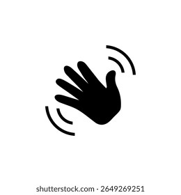 Hello Weave Hand, Waving Palm, Hi Arm Solid Flat Vector Icon Isolated on White Background.