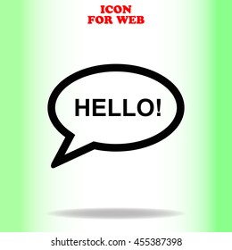 Hello web icon. Black illustration on white background