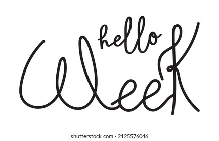 hello week lettering design on white background