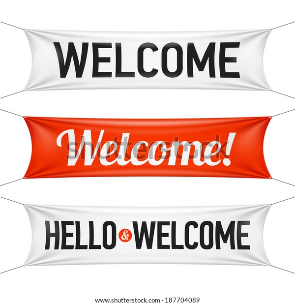 Hello and Welcome banners.\
Vector.