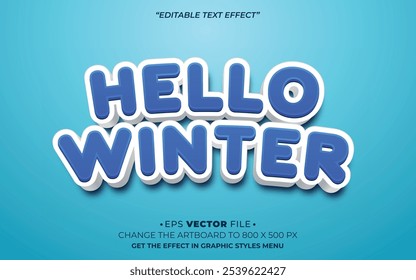 Hello Winter 3d text effect editable vector