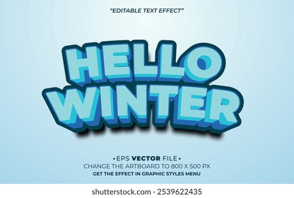 Hello Winter 3d text effect editable vector