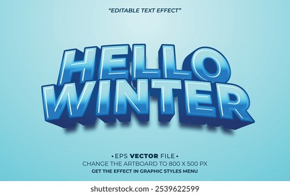 Hello Winter 3d text effect editable vector