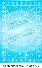 Hello Winter. Abstract background. Vector illustration.