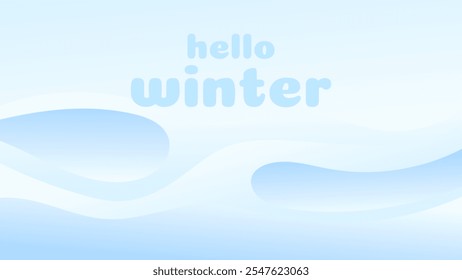 HELLO WINTER BACKGROUND BRIGHT ABSTRACT HANDDRAWN SHAPE BLUE GRADIENT COLORFUL DESIGN VECTOR. GODD FOR FLYER, BANNERS, PRINT, WEBSITE, WALLPAPER, COVER DESIGN, GREETING CARD