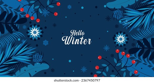 Hallo Winter-Hintergrund mit Blättern und Zweigen