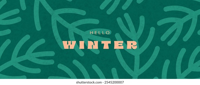 Hallo Winter. Winterhintergrund moderner minimalistischer Stil für Web, Social Media, Print. 