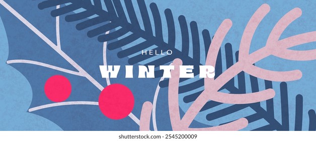 Hello winter. Winter background modern minimalist style for web, social media, print. 