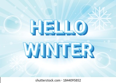 Hello winter background with snowflake and bubble. vector