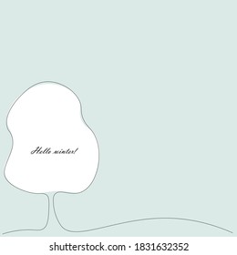 Hola árbol de fondo de invierno con ilustración vectorial de nieve