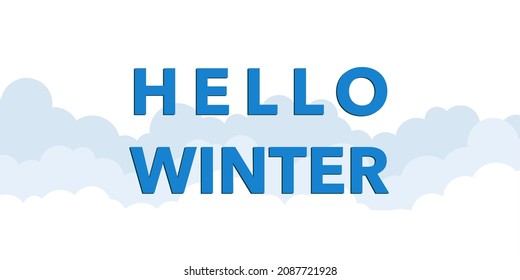 hello winter background vector, winter concept illustration