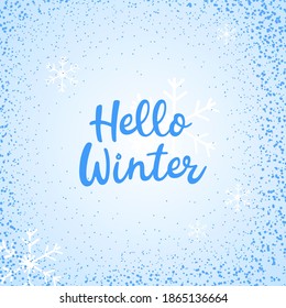 Hello winter banner with snow