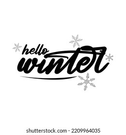 hello winter beautiful typography illustration, vector.