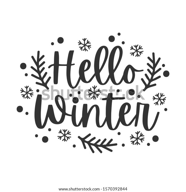 Hello Winter Black Hand Written Lettering Stock Vector (Royalty Free ...