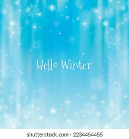 Hello winter blurred background. Christmas Snowflakes Blurred Background