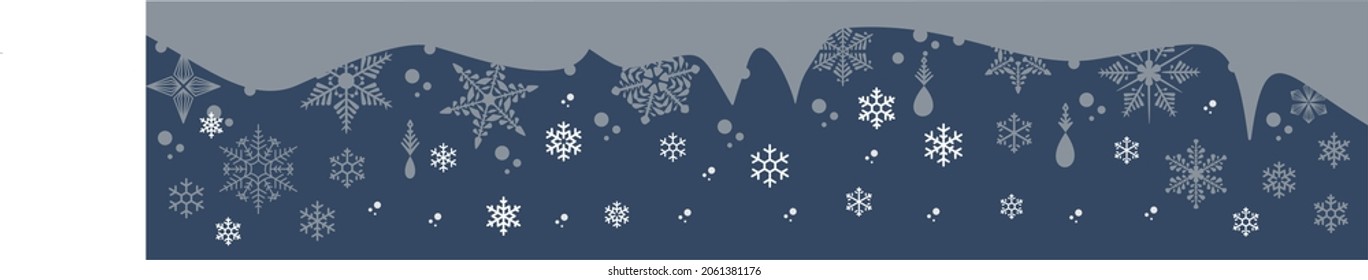 Hello, winter border, snow night. Falling snowflakes on dark blue background. Snowfall vector illustration.