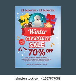 hello winter brochure template clearance sale vector poster template