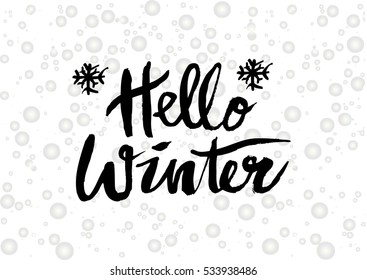 Hello winter brush lettering calligraphy