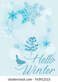 Hello winter card. Romantic vector illustration