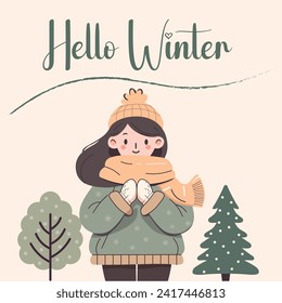 
Hello winter concept with lettering