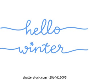 Hallo Winter Dauerschreiben Design. Grußkarte mit elegantem Text. Vektorschrift.