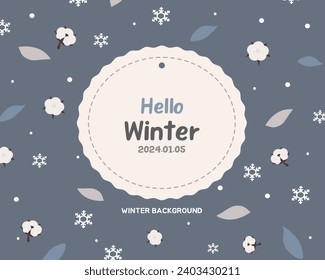 Hello winter cotten abstract backdrop
