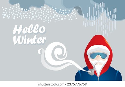 HELLO winter. Decoration letters, Illustration December. Christmas celebration, winter and seasons greetings. for card, banner, poster and others.
