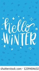 Hello Winter Decorative Greeting Card Lettering