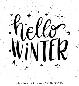 Hello Winter Decorative Greeting Card Lettering