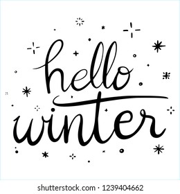 Hello Winter Decorative Greeting Card Lettering