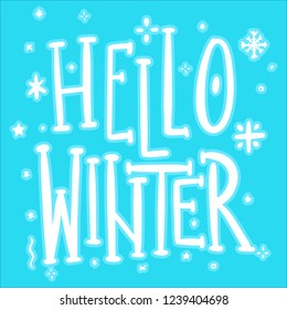 Hello Winter Decorative Greeting Card Lettering