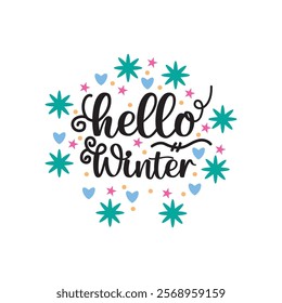 hello winter design quote illustration typographic vector