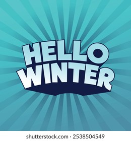 Hello Winter editable 3d text effect isolated on blue background. Winter season holiday greeting card, poster, banner, template design. Hello winter logo with modern typography vector illustration.