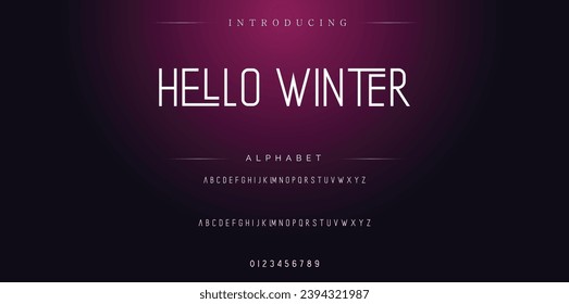 Hello Winter Elegant Font Uppercase Lowercase and Number. Classic Lettering Minimal Fashion Designs. Typography modern serif fonts regular decorative vintage concept. vector illustration