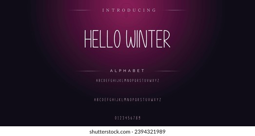 Hello Winter Elegant Font Uppercase Lowercase and Number. Classic Lettering Minimal Fashion Designs. Typography modern serif fonts regular decorative vintage concept. vector illustration