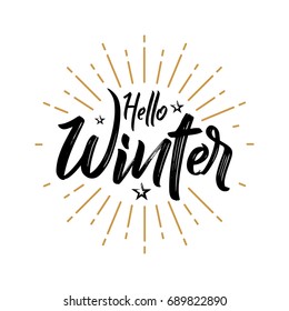 Hello Winter - Firework - Vector for greeting, celebrate,  holiday, season