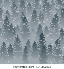 Hello Winter forest landscape and tree pine background