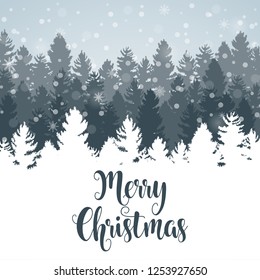 Hello Winter forest landscape and tree pine background