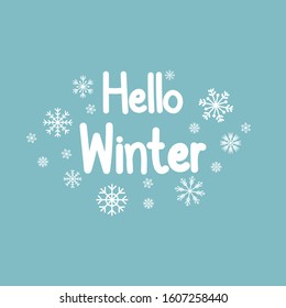 Hello winter hand drawn background. vector illustration 