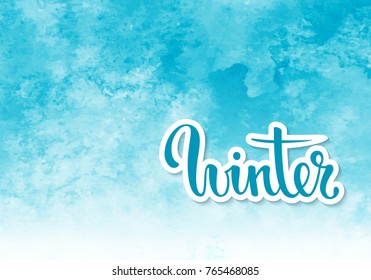 Hello winter. Hand drawn calligraphy and brush pen lettering. design for holiday greeting card and invitation of seasonal winter holidays, t-shirt, prints and posters.