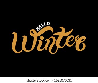 Hello Winter. Hand drawn lettering. Vector illustration