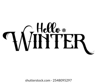 Hello winter hand drawn lettering vector illustration.