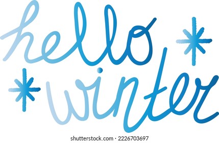 Hello winter hand drawn text. Winter lettering. Vector illustration for print, sticker or greeting card