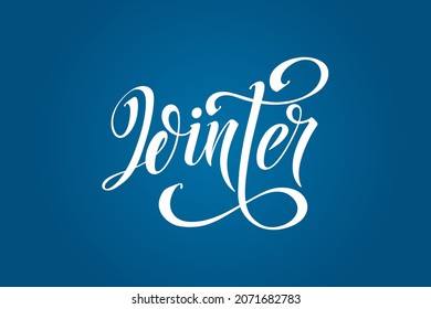 Hello winter hand lettering calligraphy. Vector holiday illustration element. Typographic element for banner, poster, congratulations.