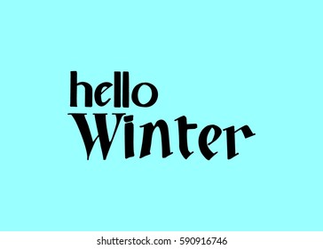 Hello Winter hand lettering design. Winter logos and emblems for invitation, greeting card, t-shirt, prints and posters. Hand drawn winter inspiration phrase. Vector illustration
