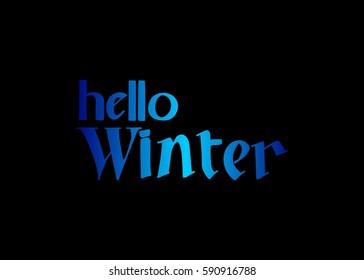 Hello Winter hand lettering design. Winter logos and emblems for invitation, greeting card, t-shirt, prints and posters. Hand drawn winter inspiration phrase. Vector illustration
