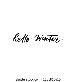 HELLO WINTER. HAND LETTERING MONTH DECEMBER. VECTOR HAND LETTERING